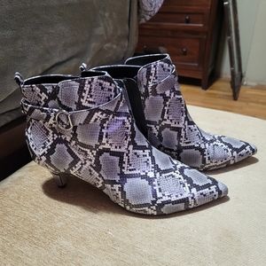 Snake Print Kitten Heel Booties